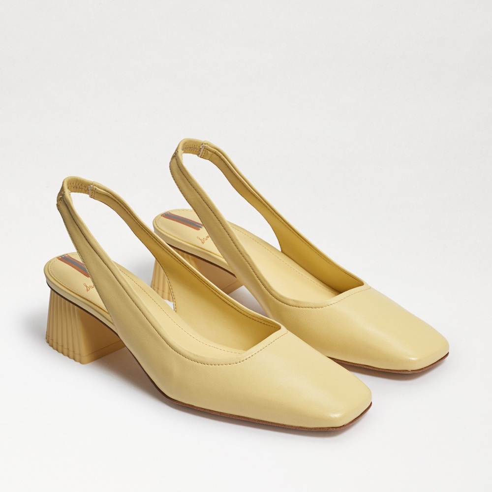 SAM EDELMAN | Toren Canary Yellow Seville Nappa Leather Sling Shoe Heel 7.5